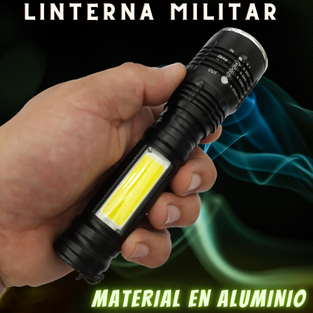 Linterna Táctica Recargable Marco en Aluminio, de Alta Potencia - DITXY
